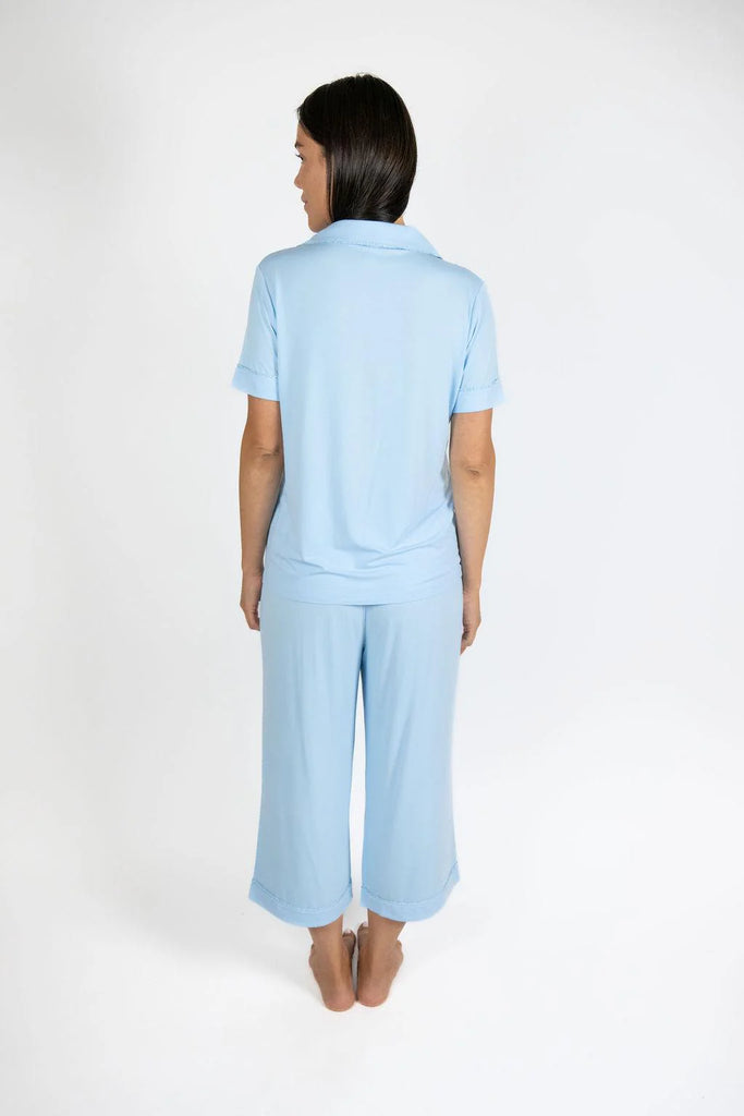 JOLENE Short Sleeve & Crop Pant PJ Set Cool Blue