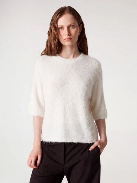 JENNA Brushed Cashmere S/S Sweater in Cream
