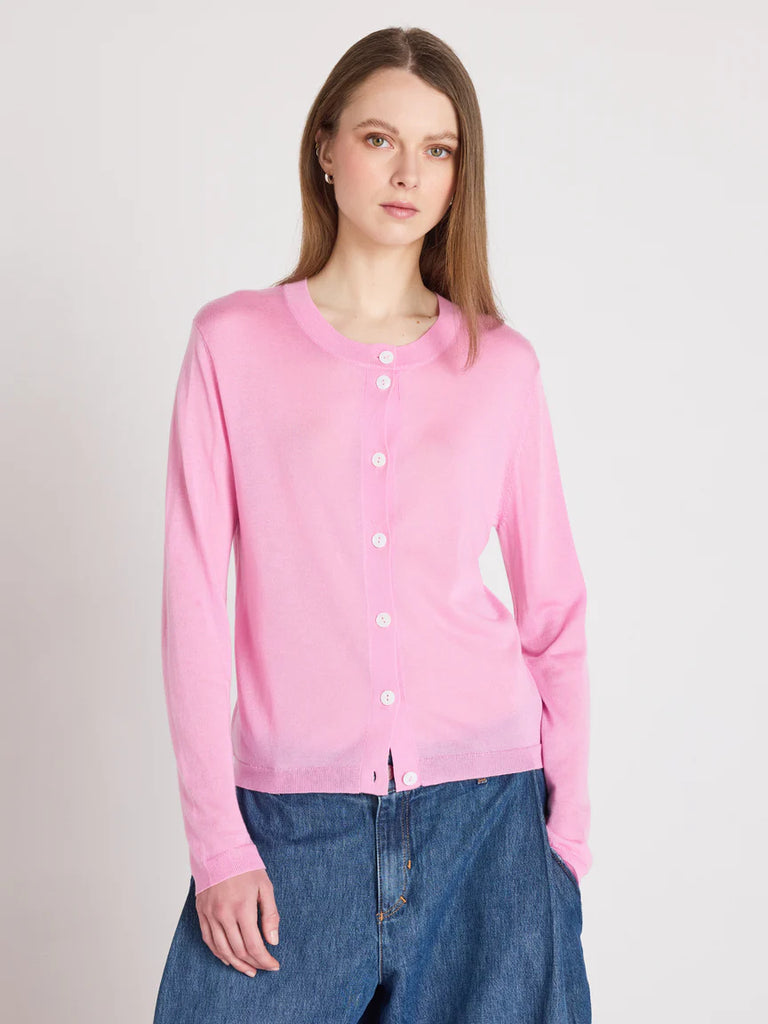 MADDIE Cashmere Blend Cardigan in Dragonfruit