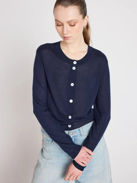 MADDIE Cashmere Blend Cardigan in Navy