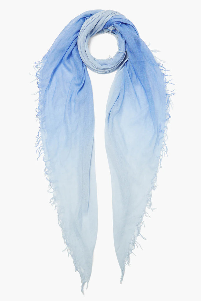 Cashmere & Silk Dip Dye Scarf in Wedgewood