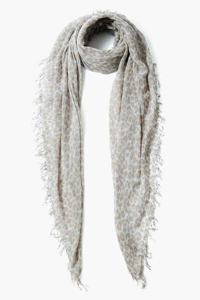 Cashmere & Silk Scarf in Leopard White Combo