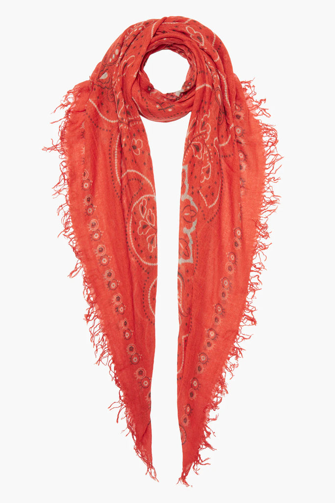 Cashmere & Silk Bandana Print Scarf in Poinciana