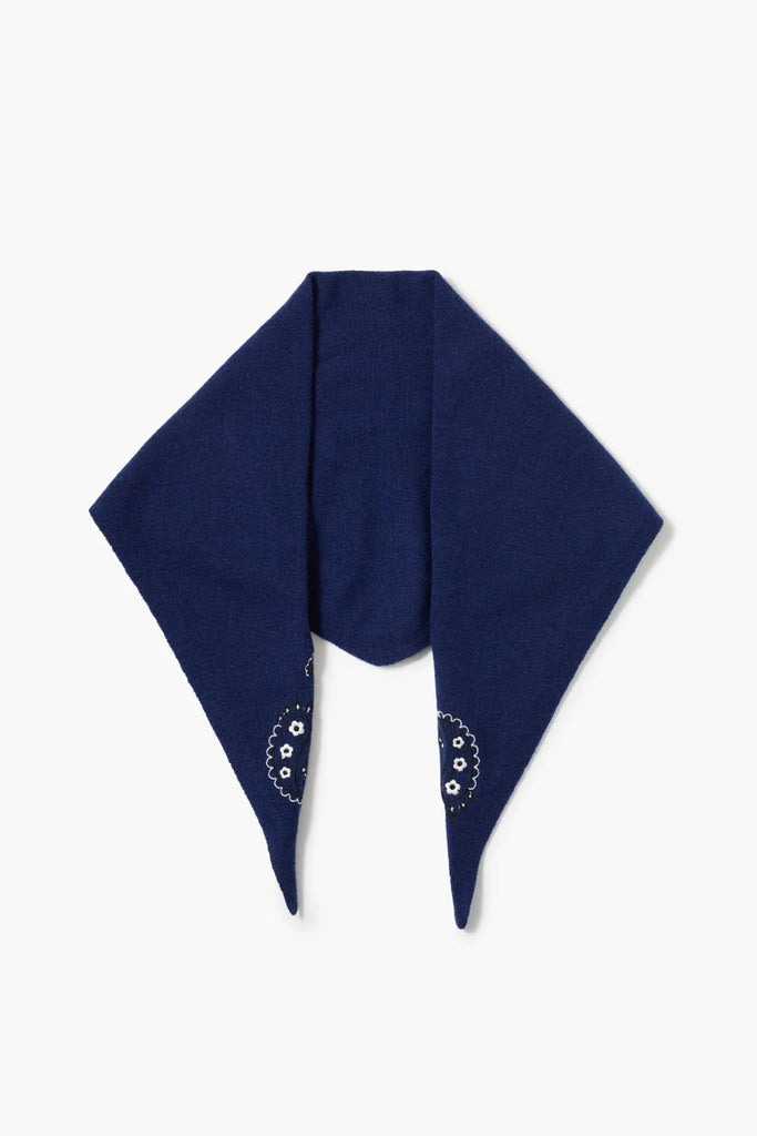 Cashmere/Wool Knit Bandana in Vintage Blue