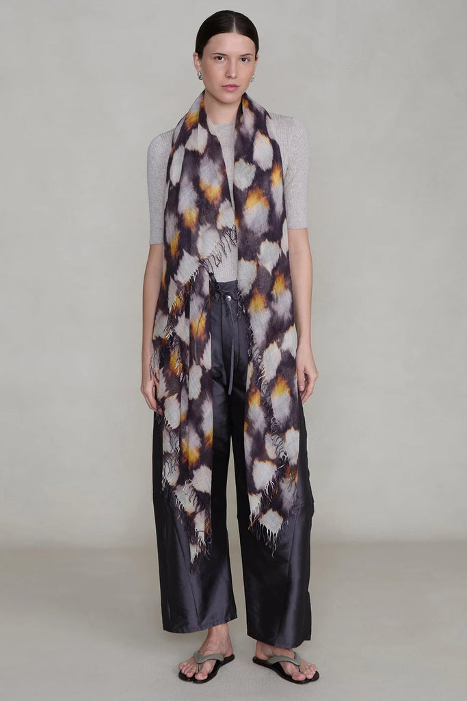 Cashmere & Silk Printed Scarf in Solar