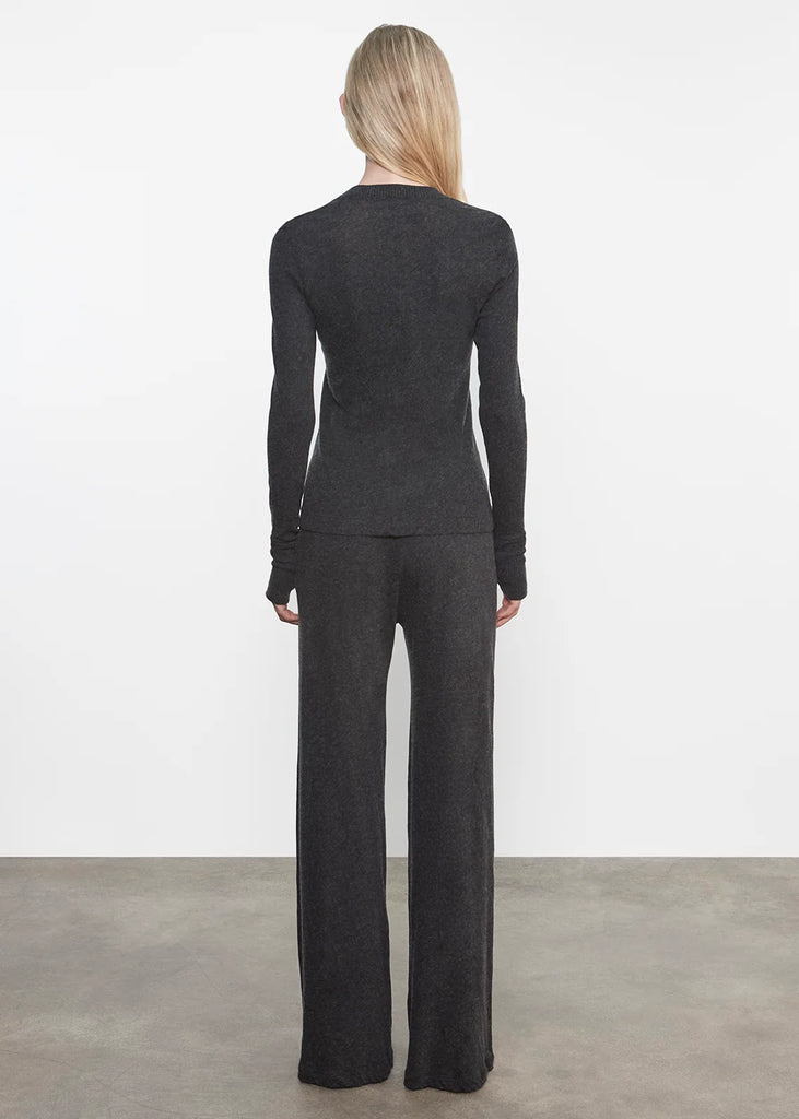 Cashmere/Cotton Easy Cuffed U-Neck in Charcoal