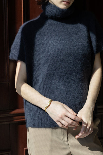 Wool Turtleneck Sweater Vest in B.Navy