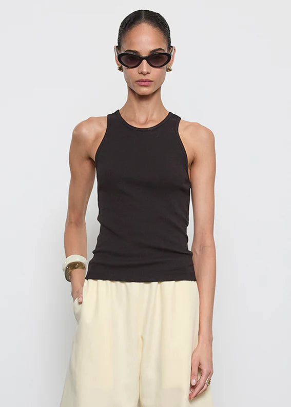 Cotton Rib Boy Tank in Black