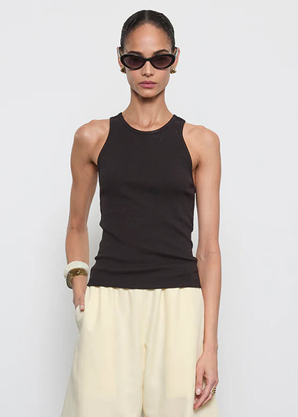 Cotton Rib Boy Tank in Black