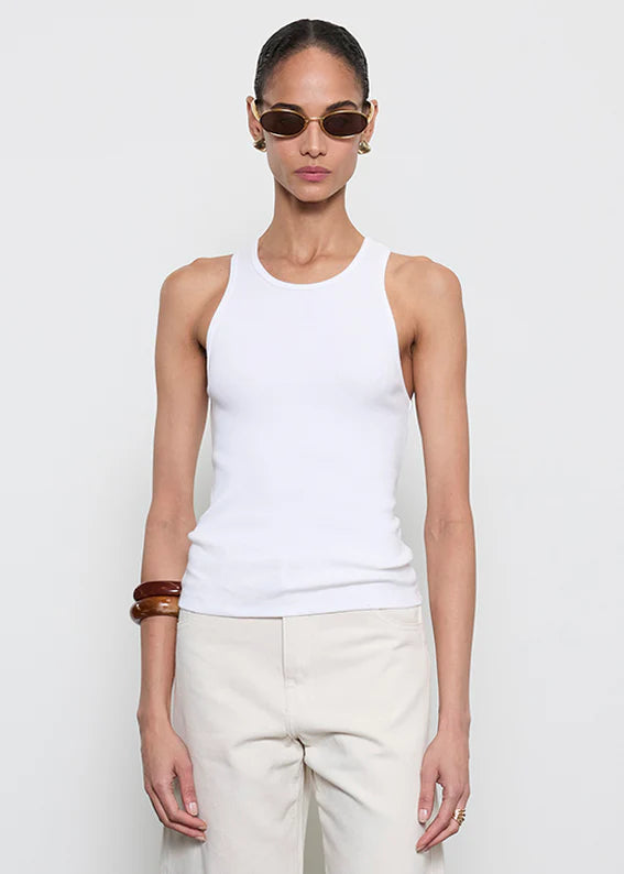 Cotton Rib Boy Tank in White