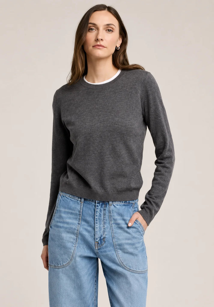ROXY Cotton/Cashmere Crew Sweater in Medium Heather Grey