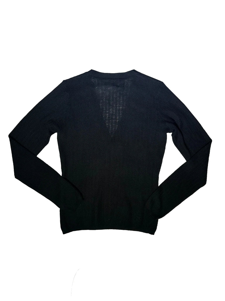 DOVER Cashmere Pointelle Cardigan in Black