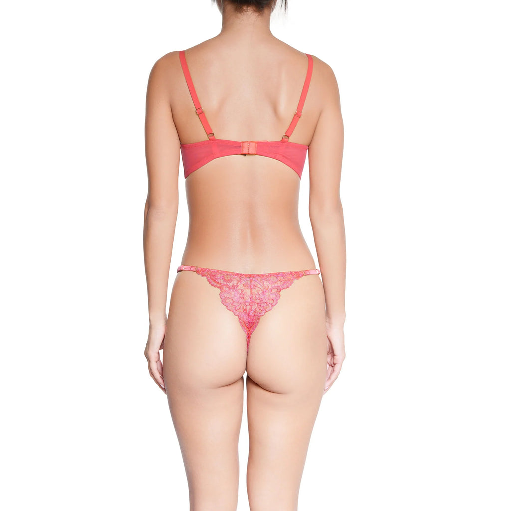PRESTIGE Silk & Lace Thong in Bonbon Rose