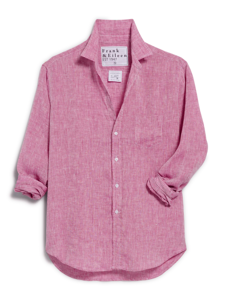 EILEEN Linen Button Up Shirt in Raspberry