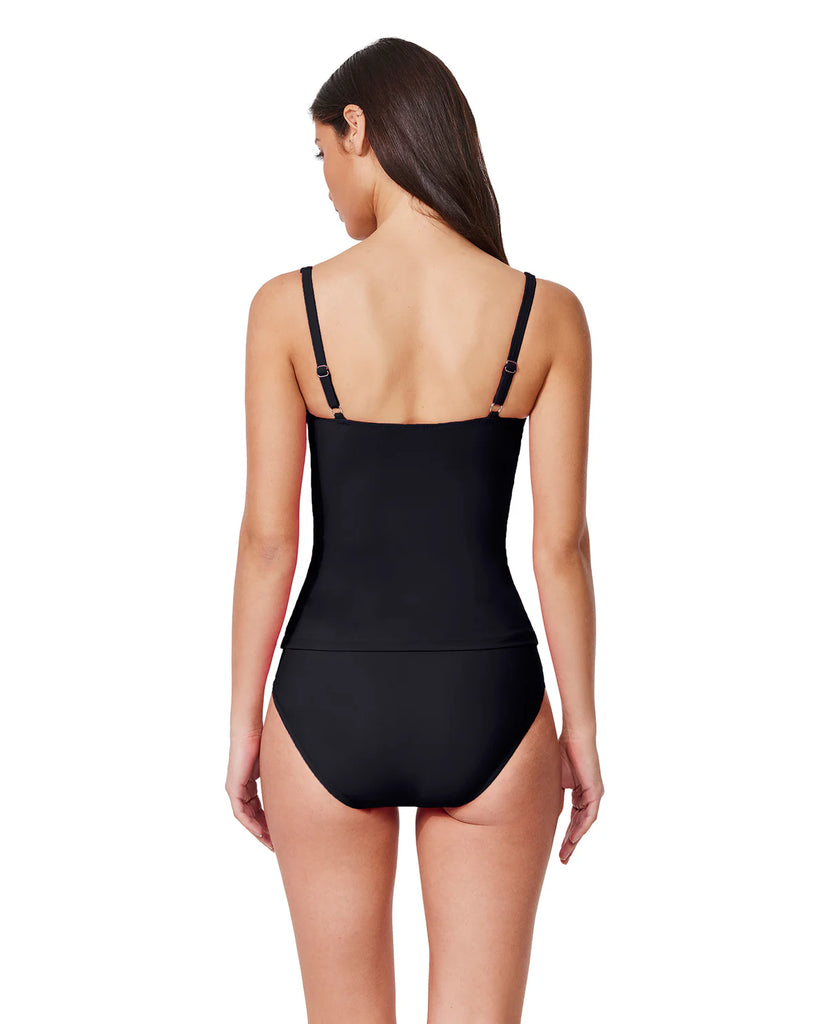TUTTI FRUTTI Twist Front Tankini in Black