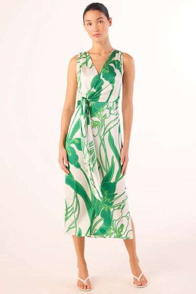KINA Tie Front Dress in Winding Iris