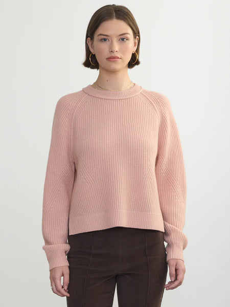 BRITTANY Cashmere Crew Sweater in Blush