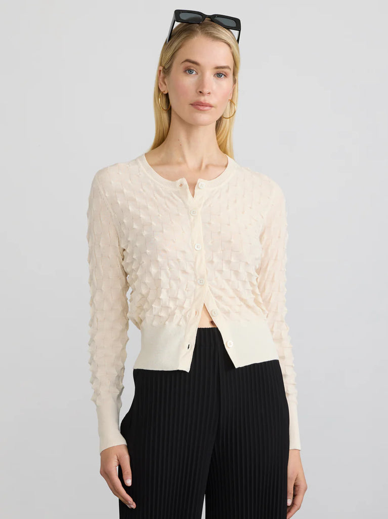 DIMENSIONAL Button Down Cardigan in Ivory