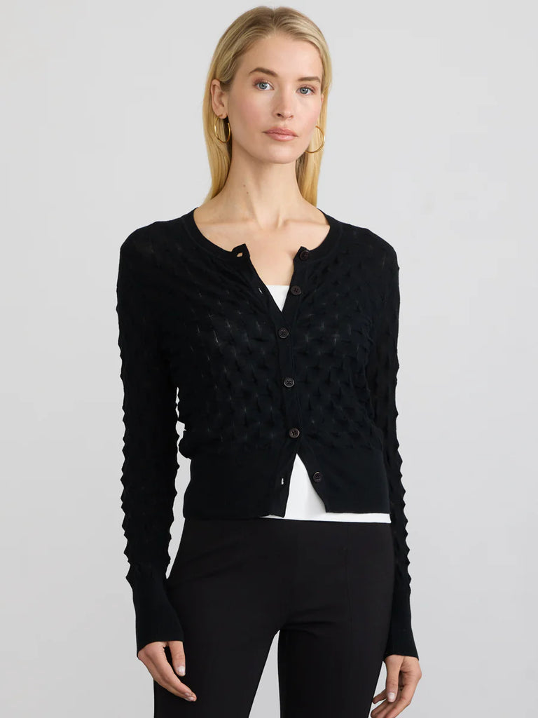 DIMENSIONAL Button Down Cardigan in Black