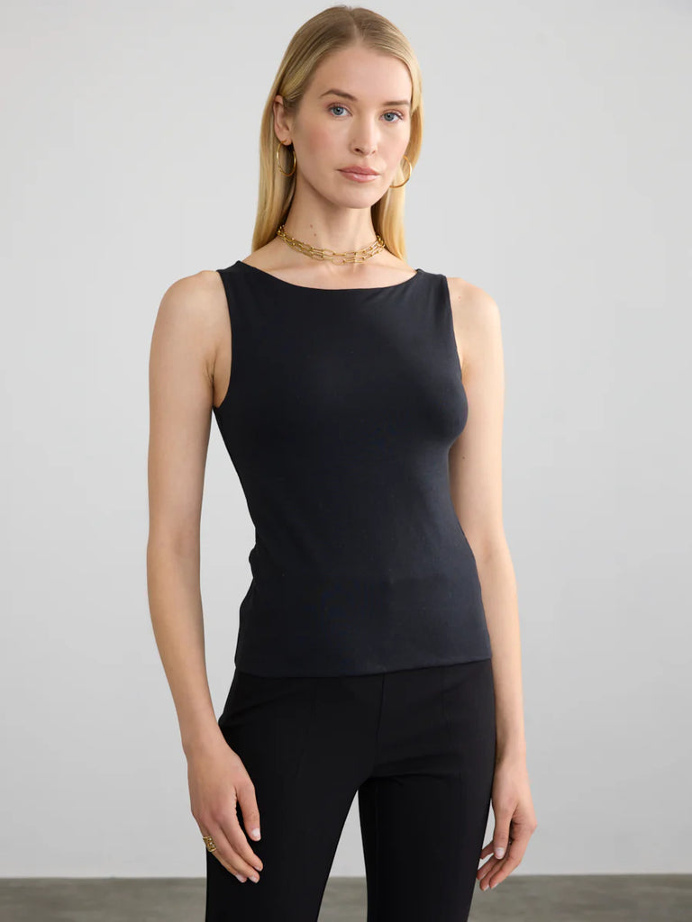 Pima Boat Neck Tank in Black