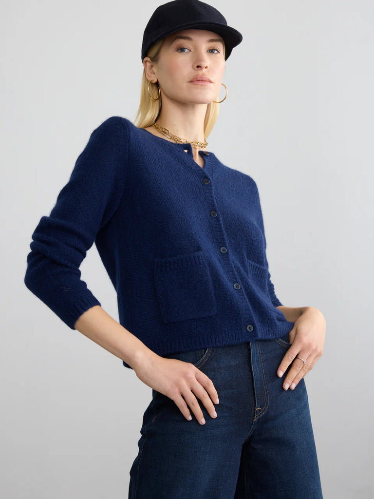 COCO Cashmere/Silk Cardigan in Eclipse