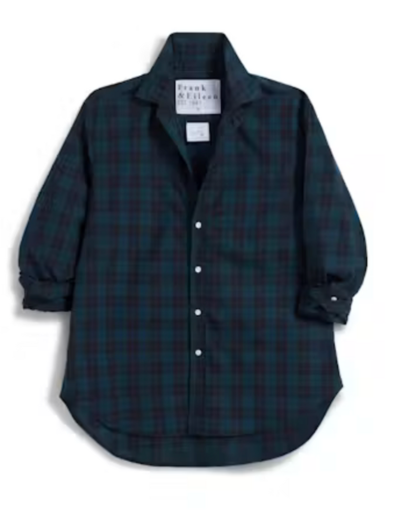 EILEEN Poplin Shirt in Green/Black/Blue Plaid