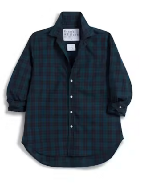 EILEEN Poplin Shirt in Green/Black/Blue Plaid