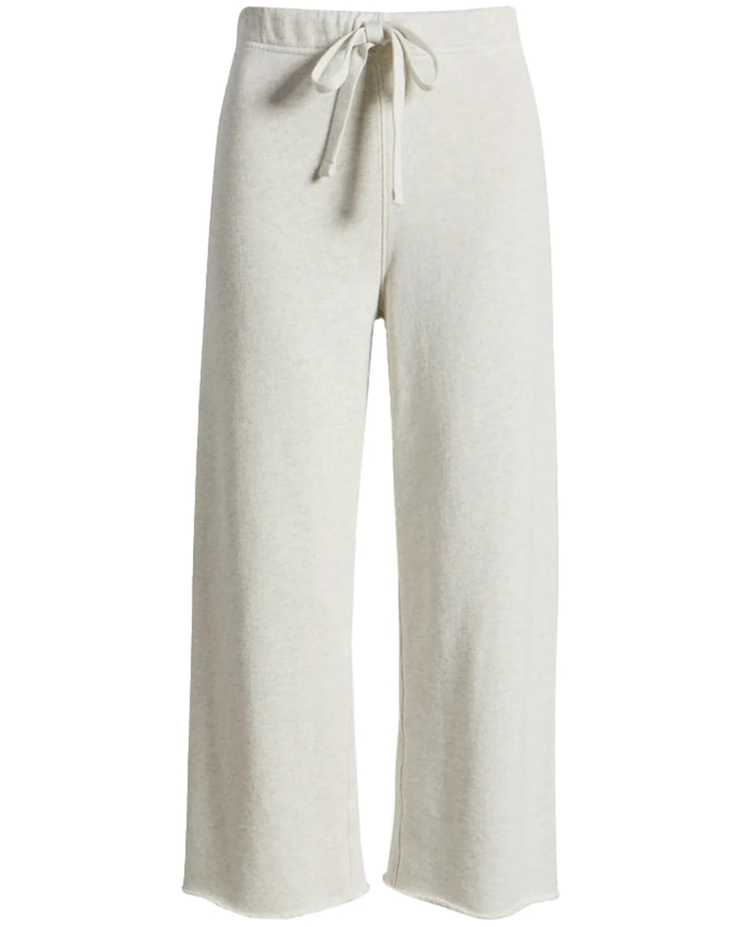 CATHERINE Cropped Wide Leg Sweatpants in Heather White Melange