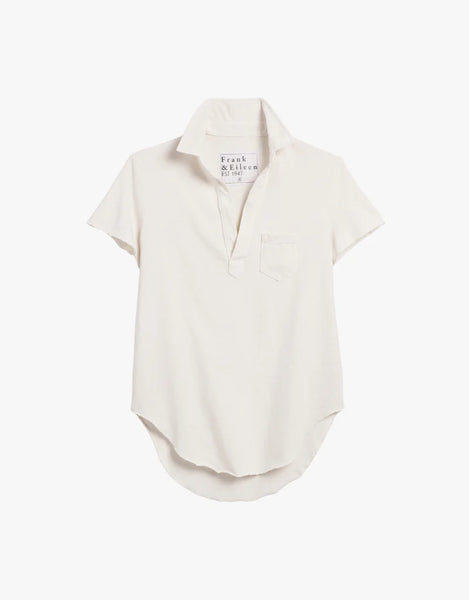 CHARLOTTE Short Sleeve Polo in Vintage White