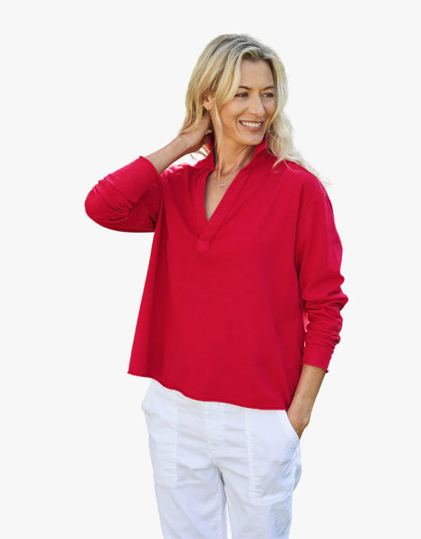 PATRICK Popover Henley in Double Decker Red