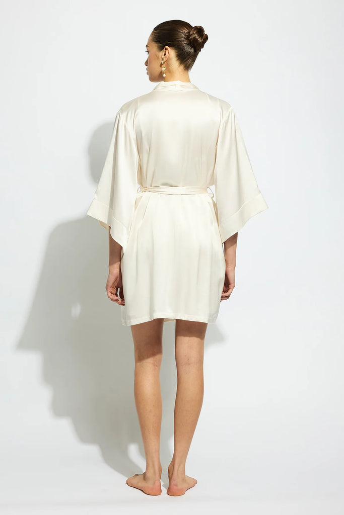 Silk Wrap Robe in Creme