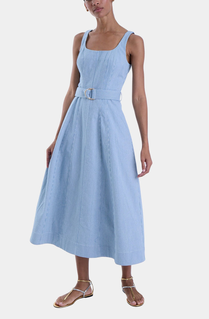 LILLIANA Maxi Dress in Striped Denim