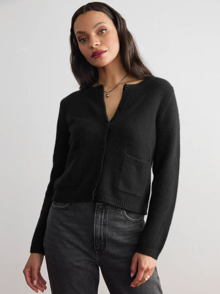 COCO Cashmere/Silk Cardigan in Black
