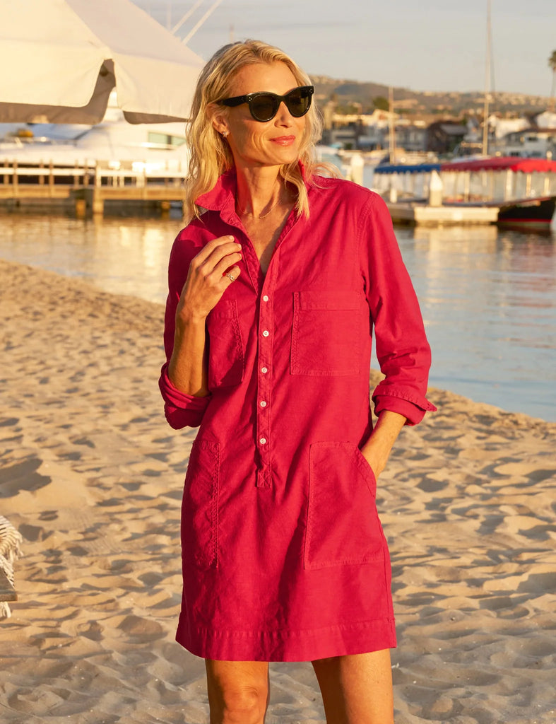 SOUTHERN IRELAND Linen Utility Dress in Washed Red