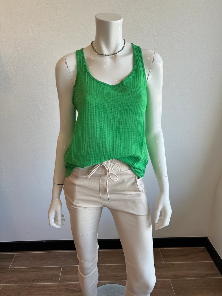 Gauze Racerback Tank in Golf Course