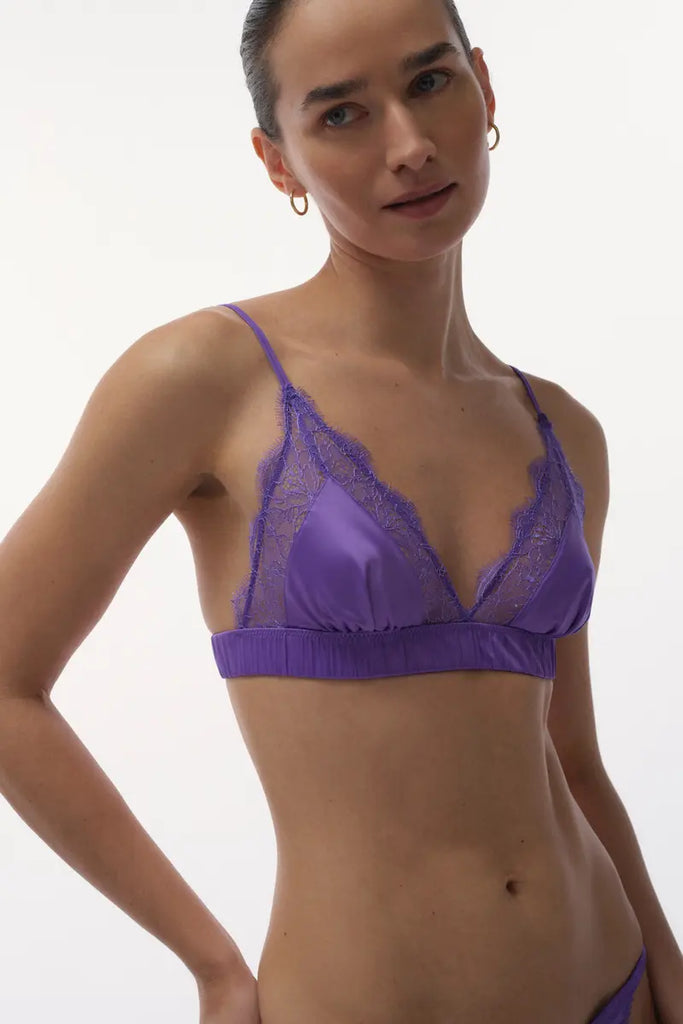 Triangle bra with lace Woman, Purple