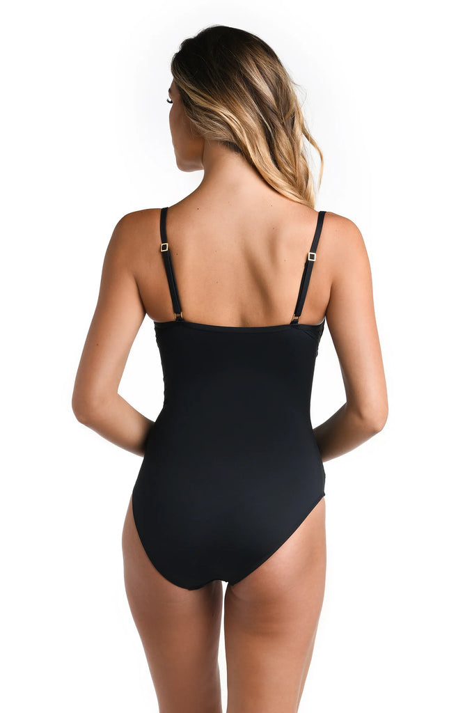 ISLAND GODDESS Woven Front One Piece in Black