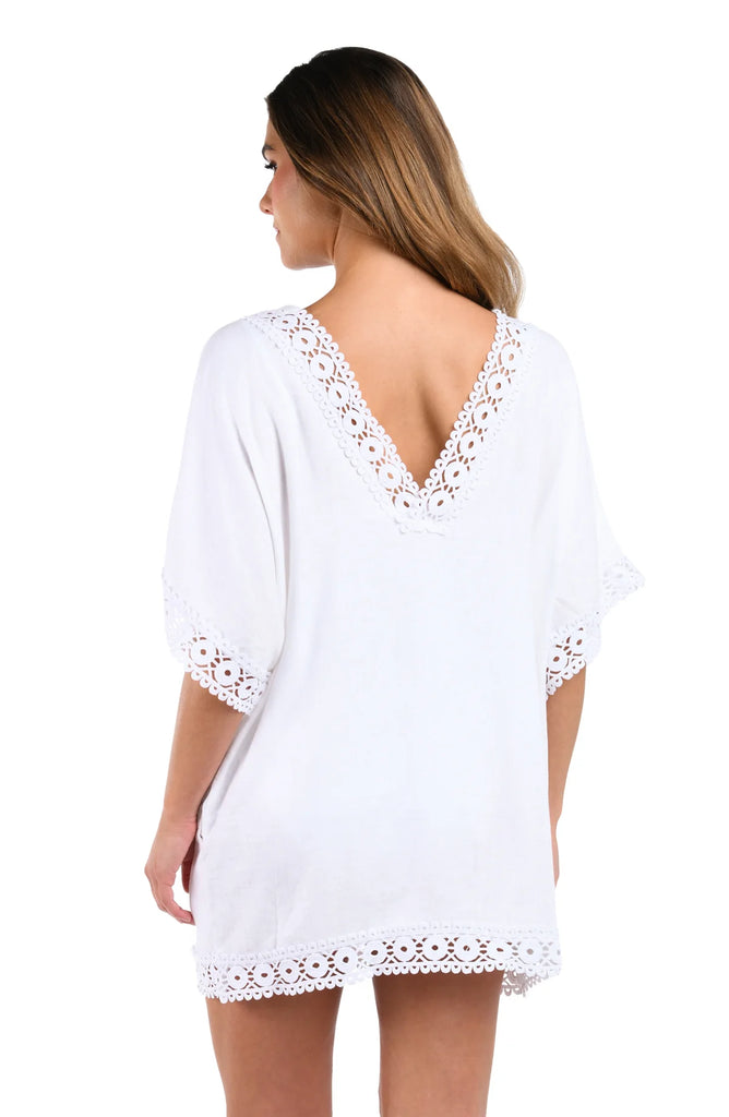 LAKESIDE Linen Short Sleeve Tunic in White