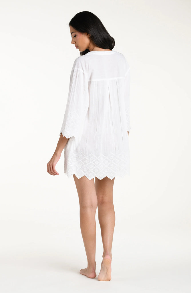 Crinkle Collection Sequin Embroidery Tunic in White