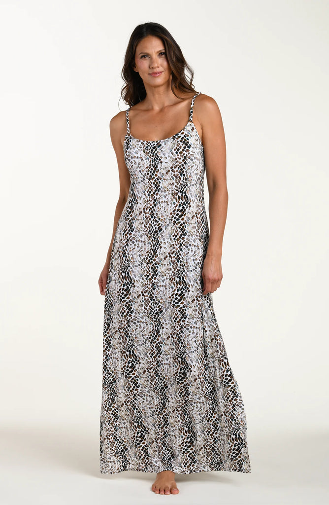 WILD WHISPERS Maxi Tank Dress in Taupe