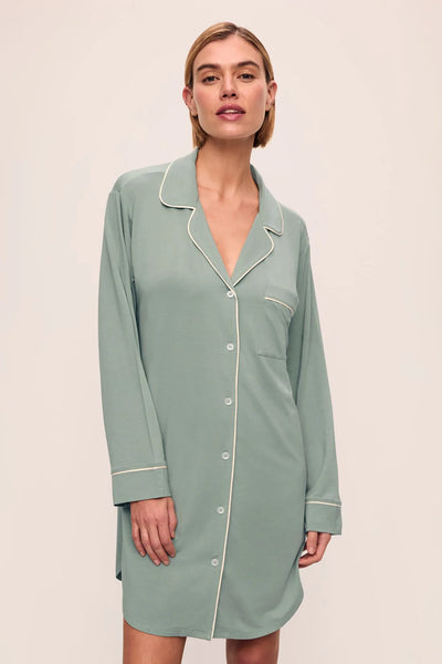 GISELE Sleepshirt in Eucalyptus/Ivory