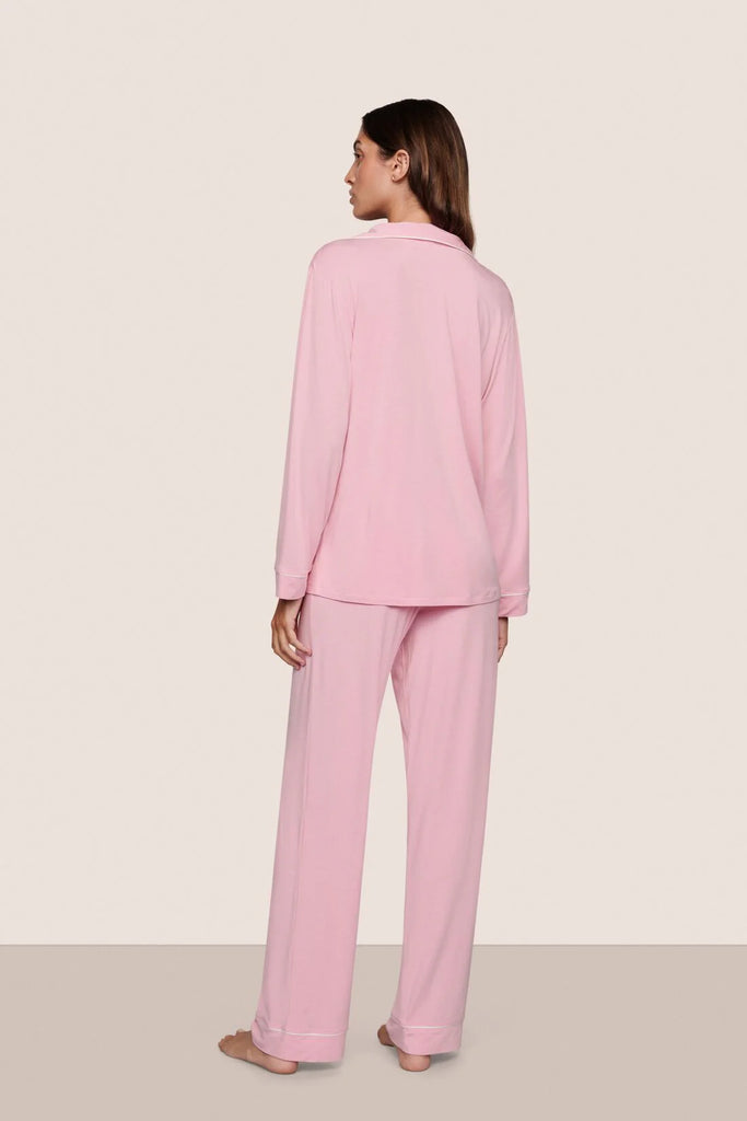 GISELE Long PJ Set in Pink Nectar/Ivory