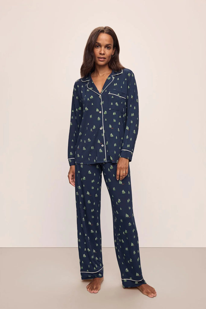 GISELE Long PJ Set in Woodland Pine Navy