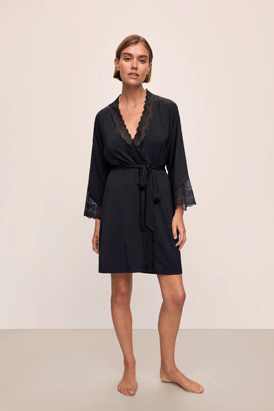 LARA Short Robe in Black