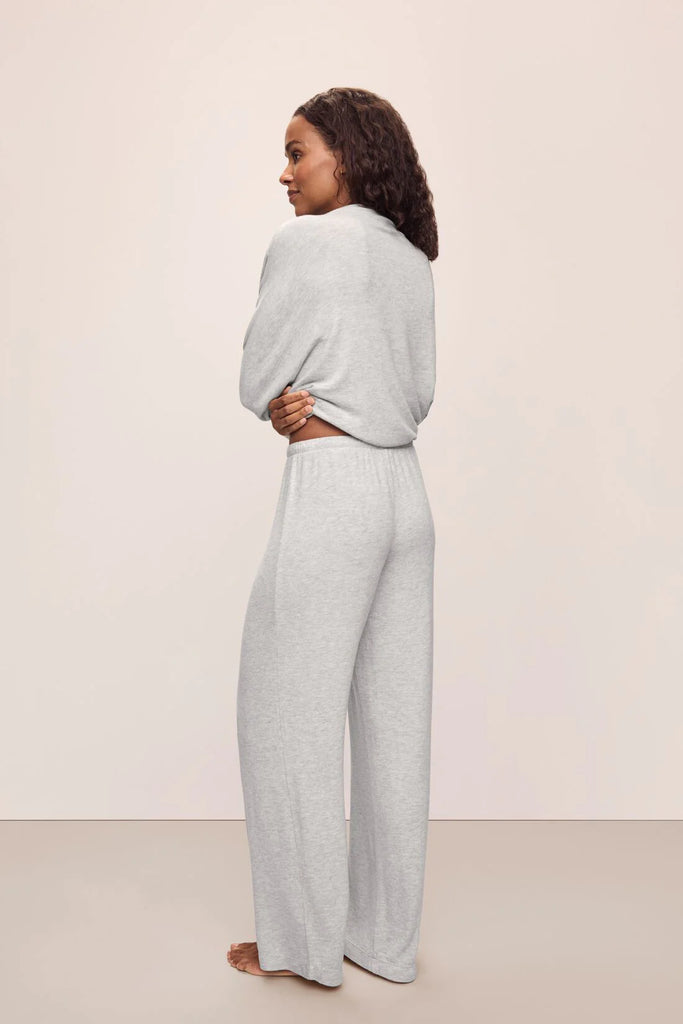 COZY TIME Mockneck & Wide Leg PJ Set in Light Heather Grey