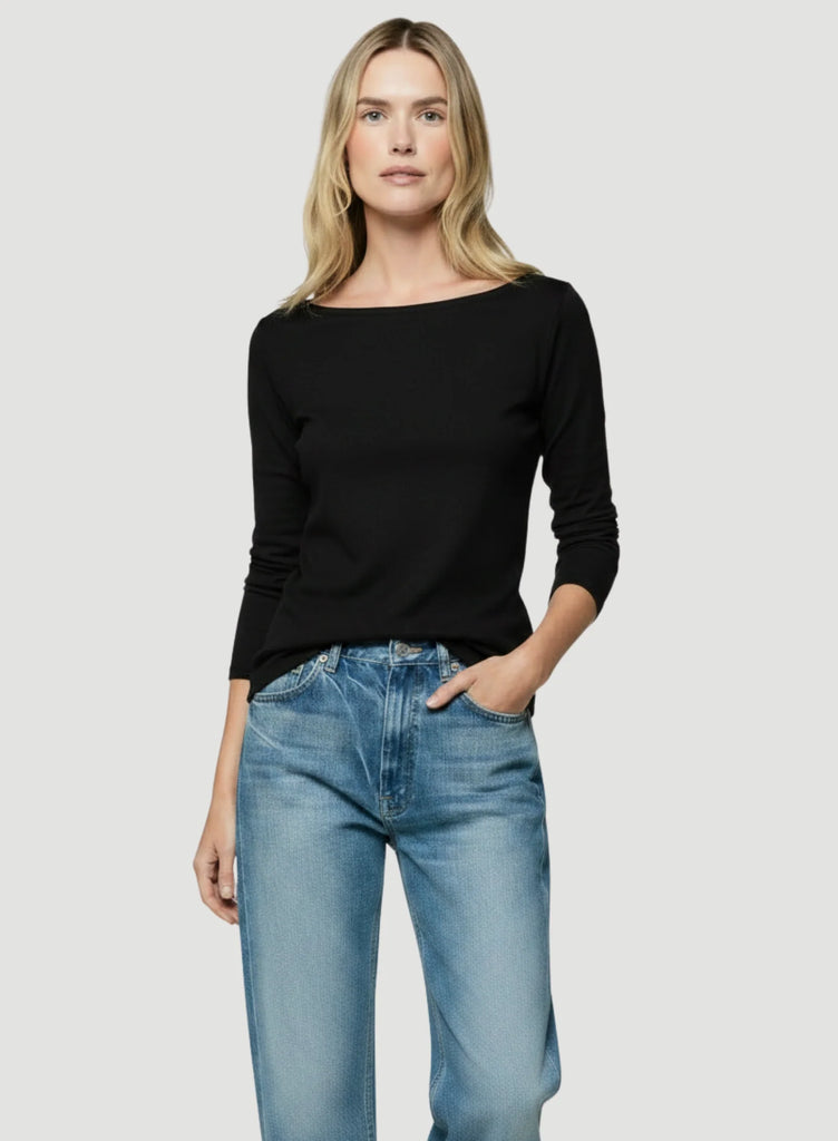 SOFT TOUCH Boatneck 3/4 Sleeve in Noir