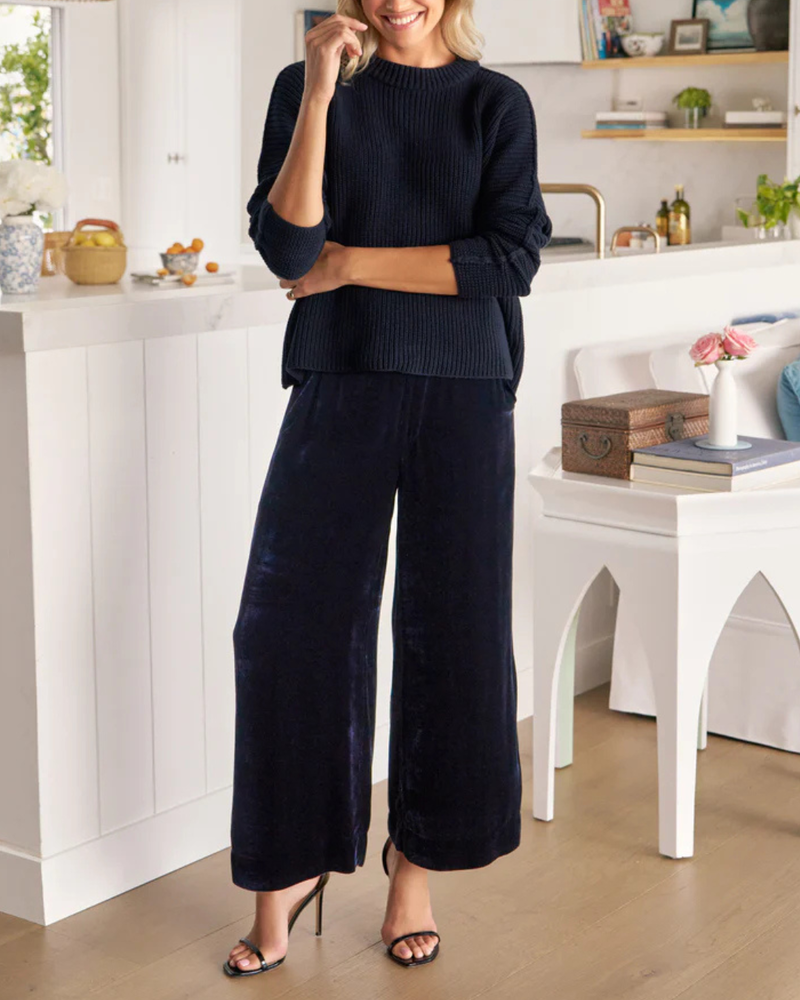 MAISIE Velvet Pants in Navy
