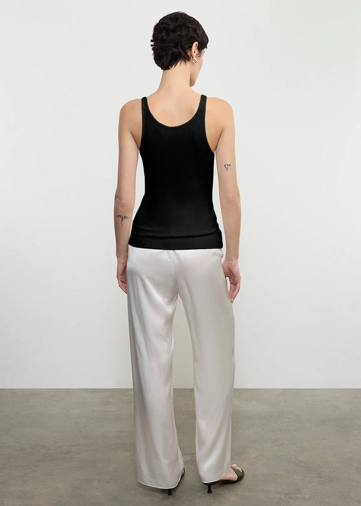 Military Rib Slim Tank in Black