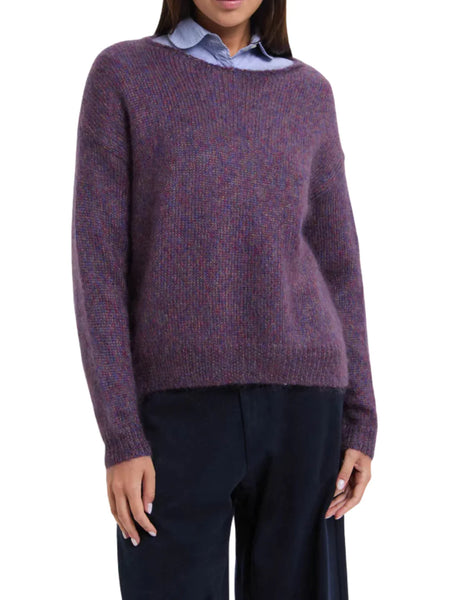 Mohair/Silk Mock Neck Sweater in Purple