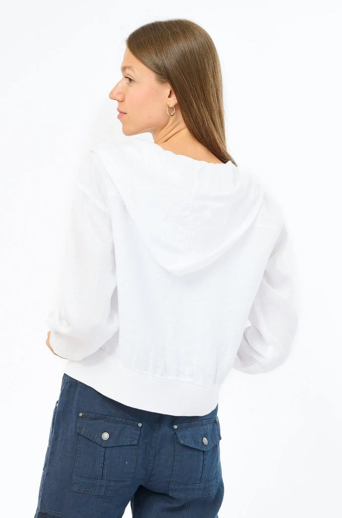 NORI Linen Hooded Jacket in White